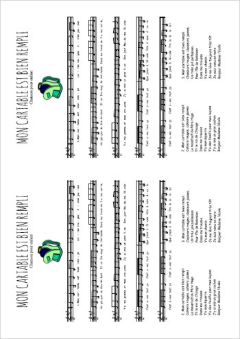 Mon cartable est bien rempli Partition gratuite